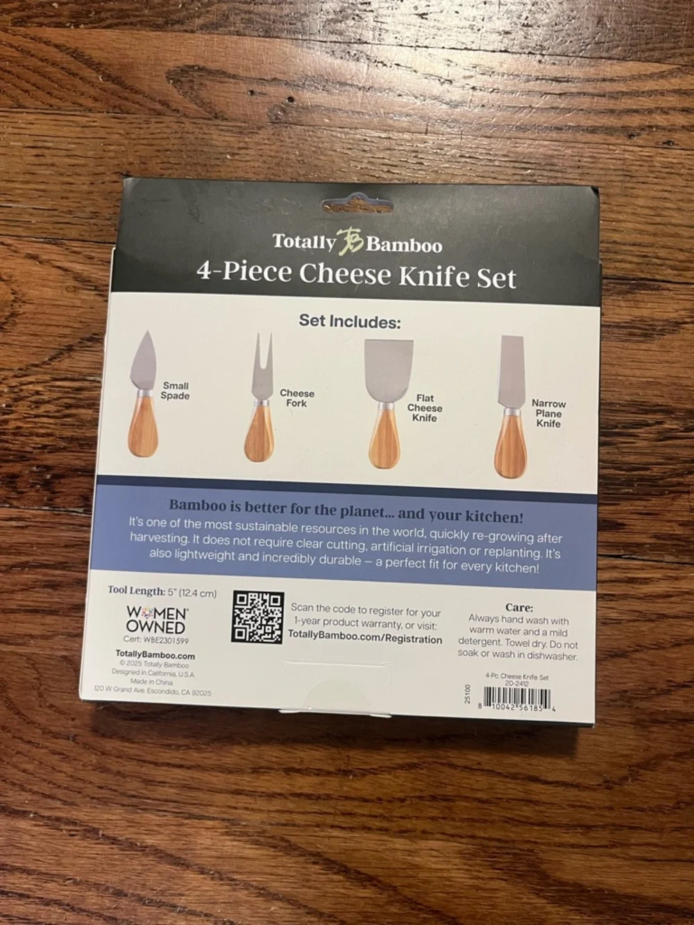 Natural Bamboo & Stainless Steel 4-Piece Cheese Tool Set